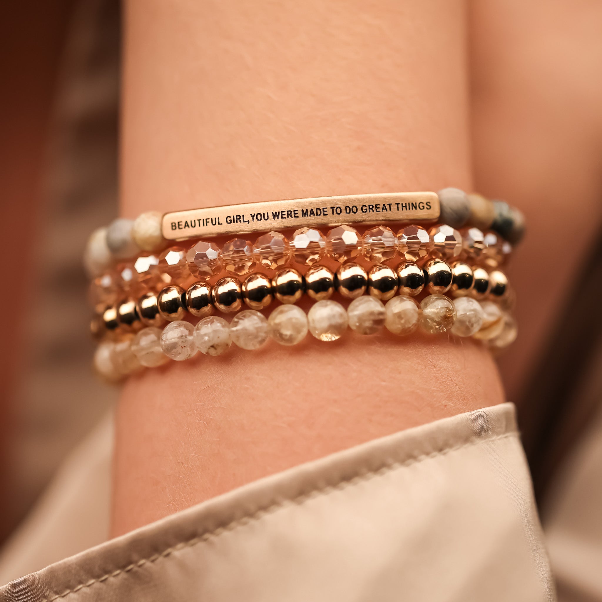 BEAUTIFUL GIRL 4 BRACELET GIFT SET - BAMBOO - Inspiration Co.