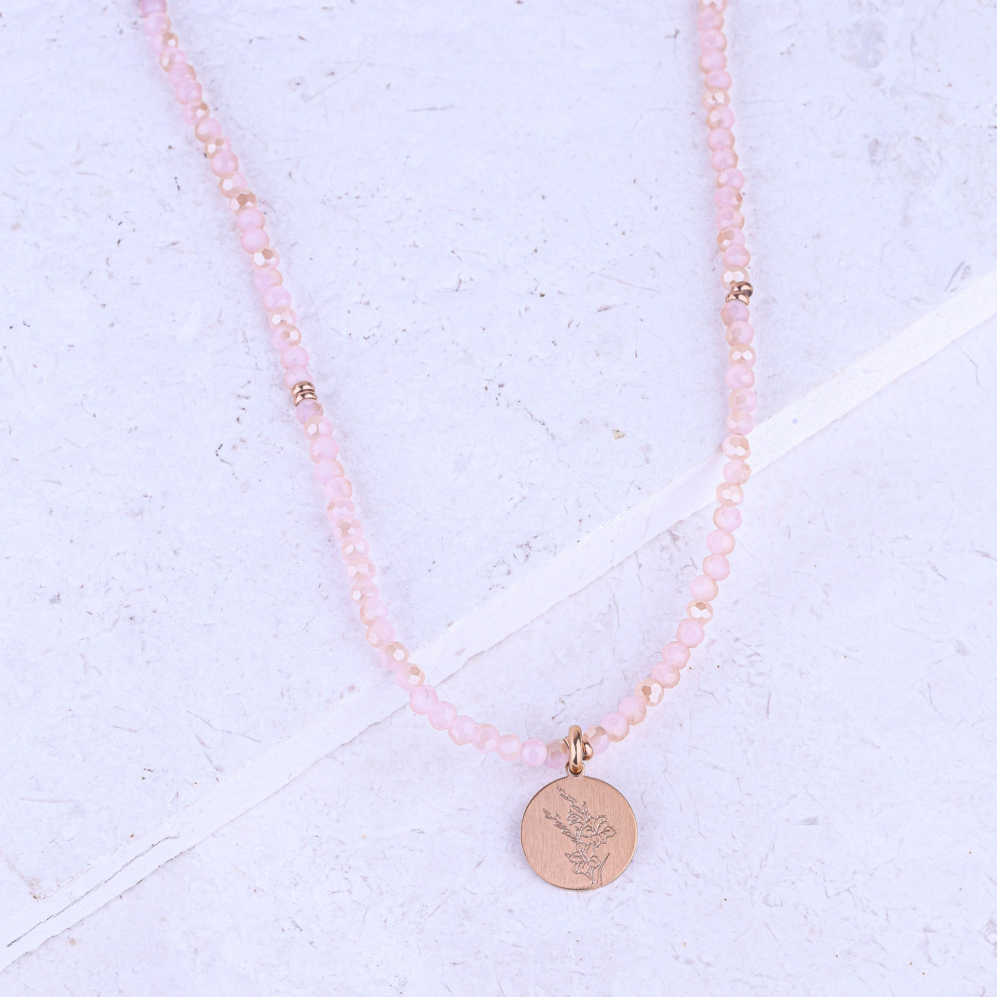 MICRO GEMSTONE NECKLACE - PINK JADE CRYSTAL - Inspiration Co.