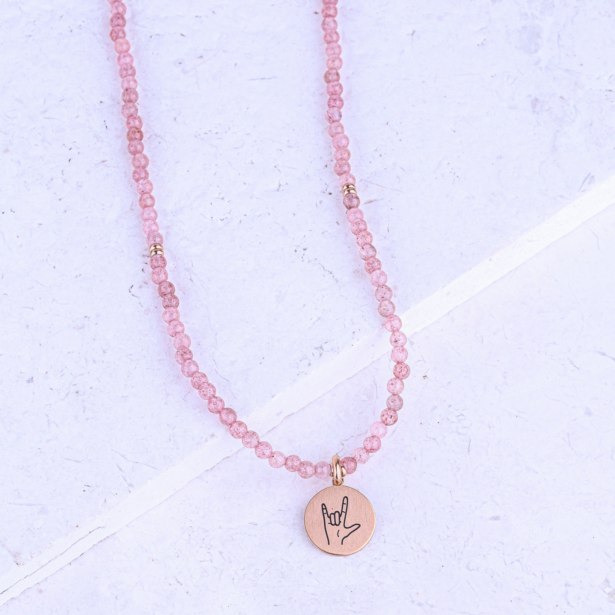 MICRO GEMSTONE NECKLACE - PINK QUARTZ - Inspiration Co.