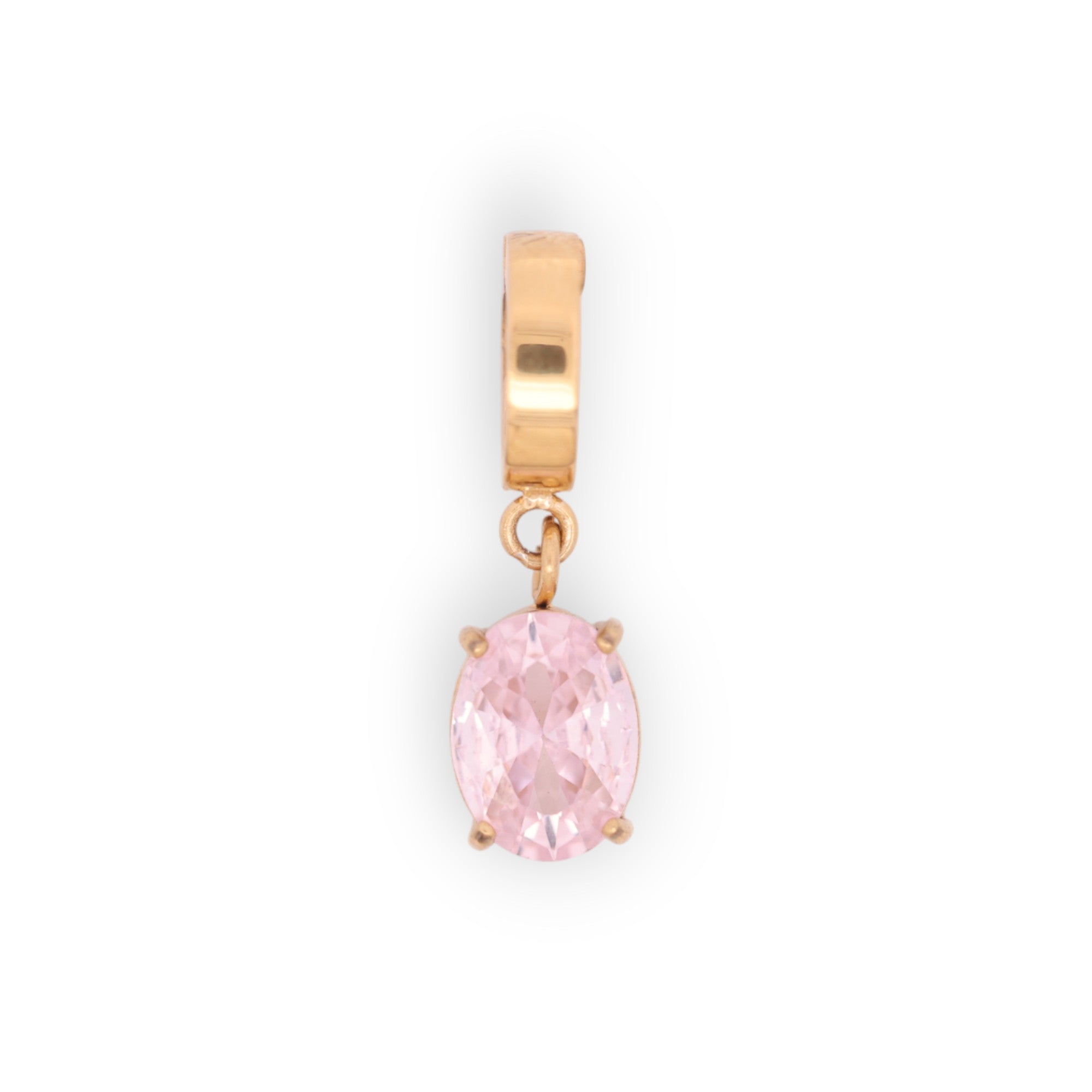 OVAL BIRTHSTONE CHARM - PINK QUARTZ (OCT)
