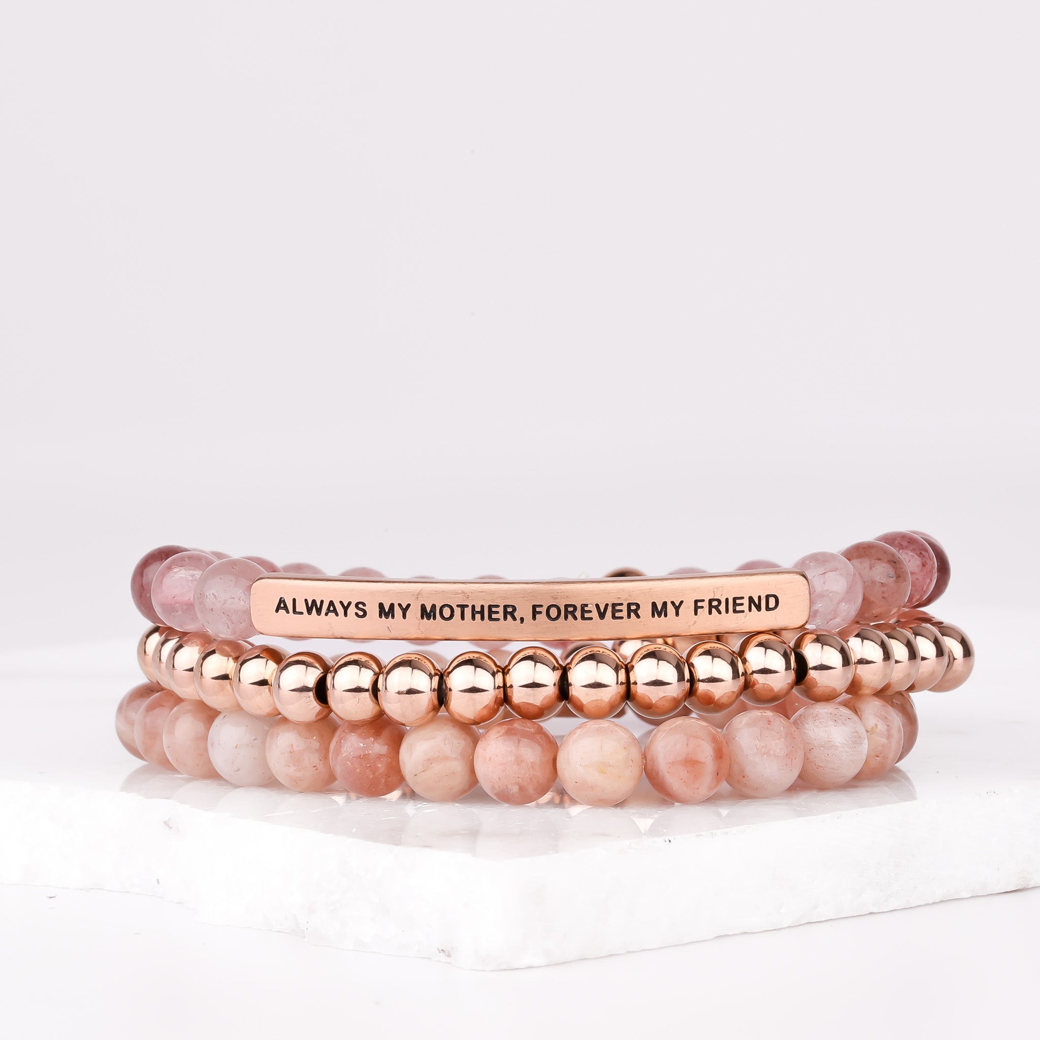 ALWAYS MY MOTHER MULTI STONE GIFT SET - PINK & SUNSTONE - Inspiration Co.