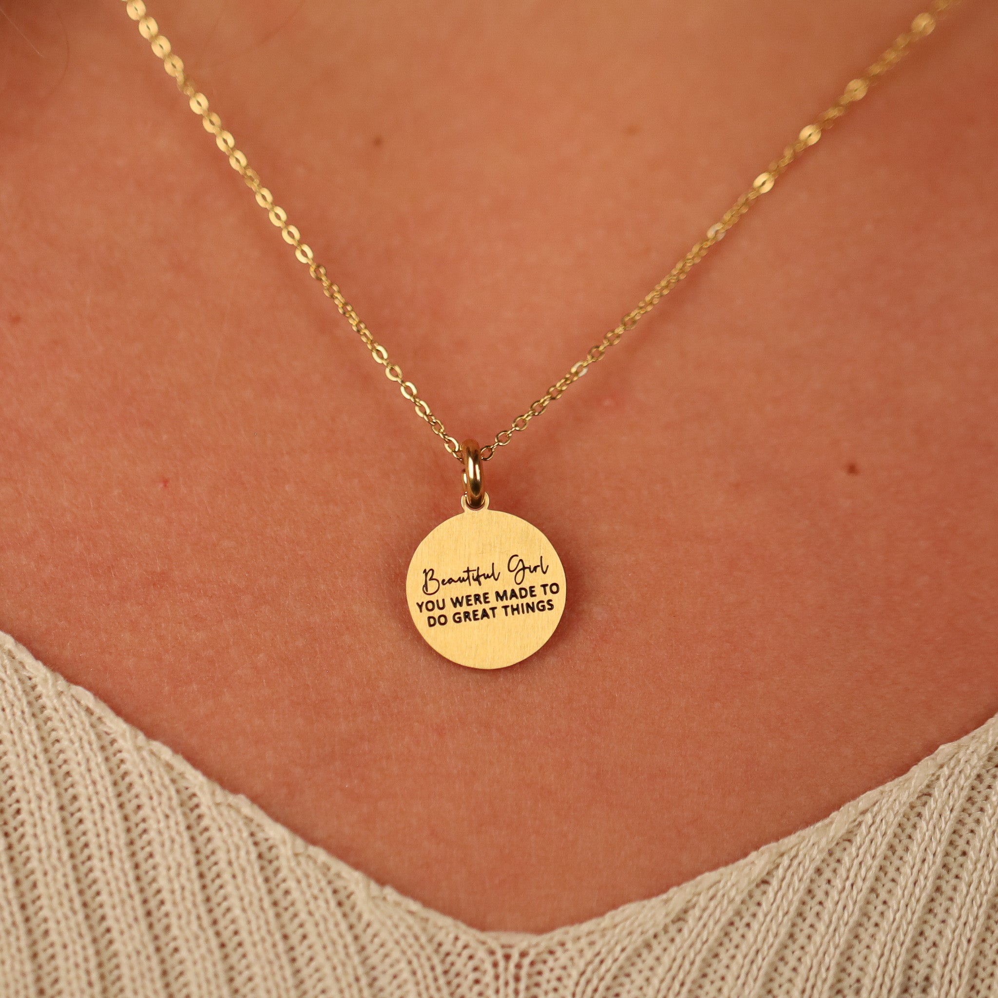 BEAUTIFUL GIRL, YOU WERE MADE TO DO GREAT THINGS PENDANT - Inspiration Co.