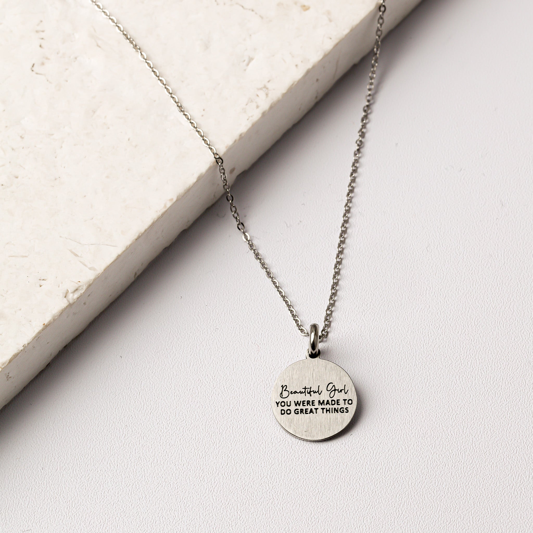 BEAUTIFUL GIRL, YOU WERE MADE TO DO GREAT THINGS PENDANT - Inspiration Co.