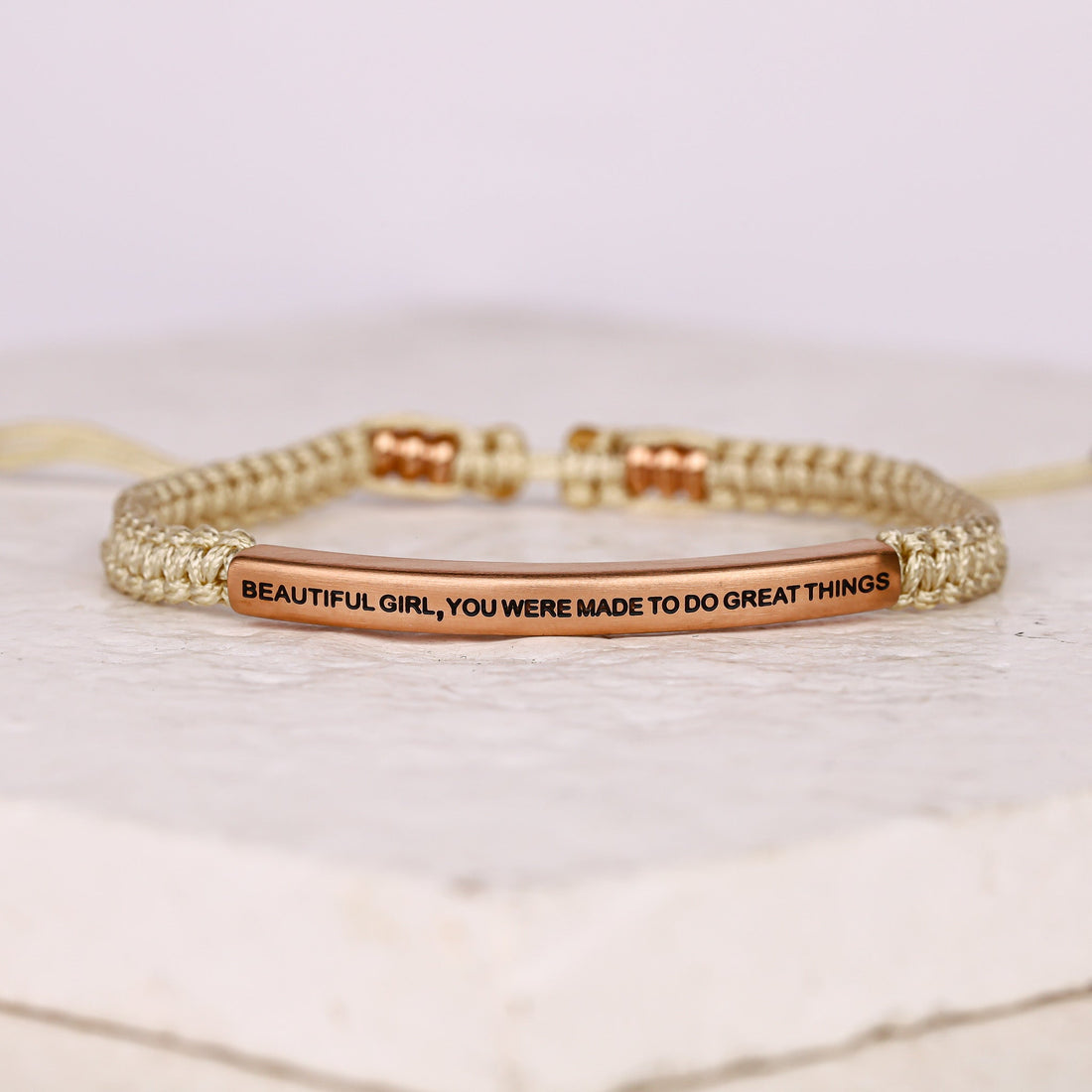 BEAUTIFUL GIRL, YOU WERE MADE TO DO GREAT THINGS ROPE BRACELET - Inspiration Co.