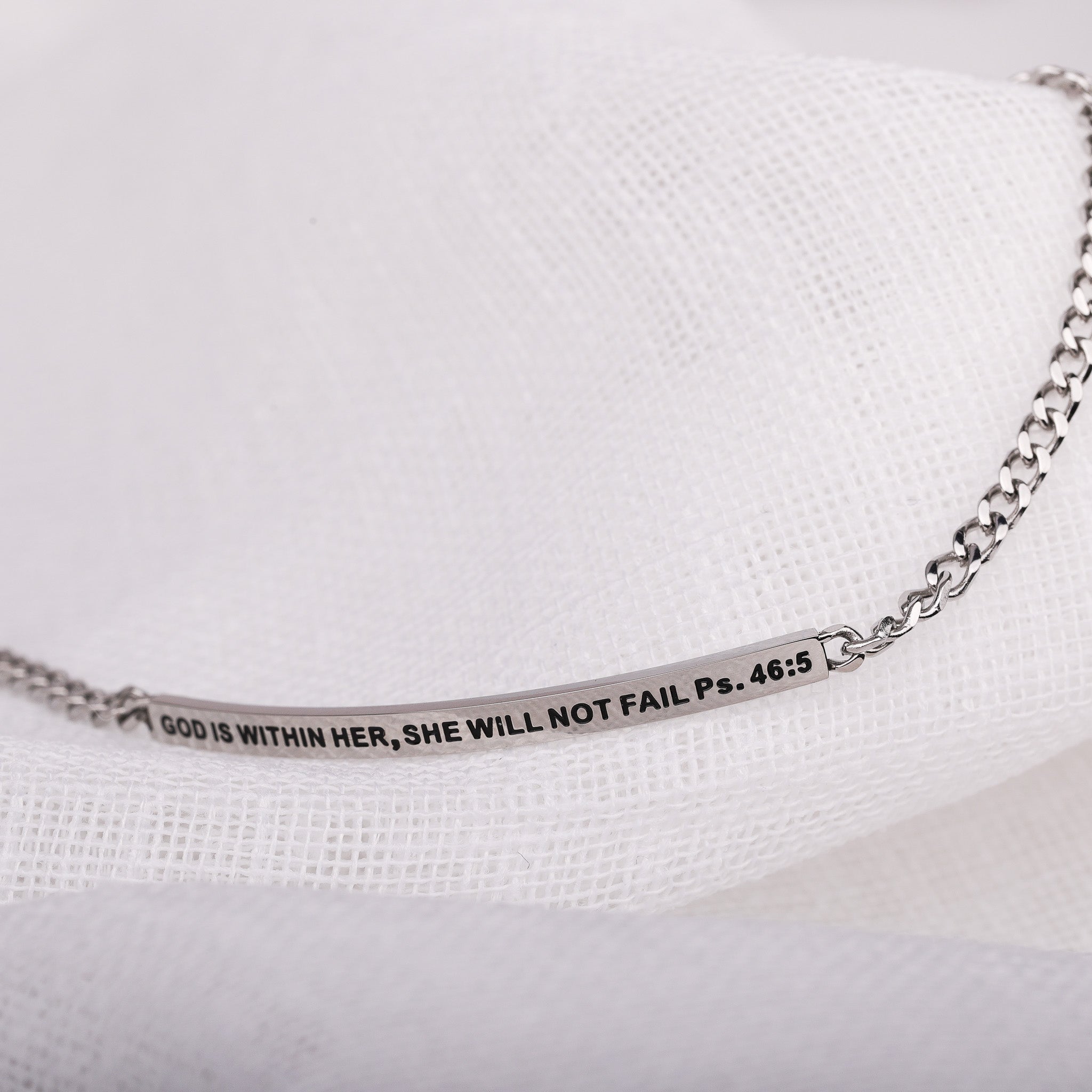 GOD IS WITHIN HER, SHE WILL NOT FAIL- DAINTY CHAIN BRACELET - Inspiration Co.