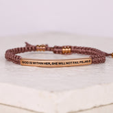 GOD IS WITHIN HER, SHE WILL NOT FAIL ROPE BRACELET - Inspiration Co.