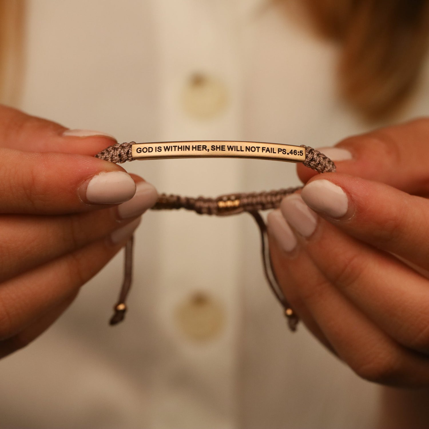 GOD IS WITHIN HER, SHE WILL NOT FAIL ROPE BRACELET - Inspiration Co.