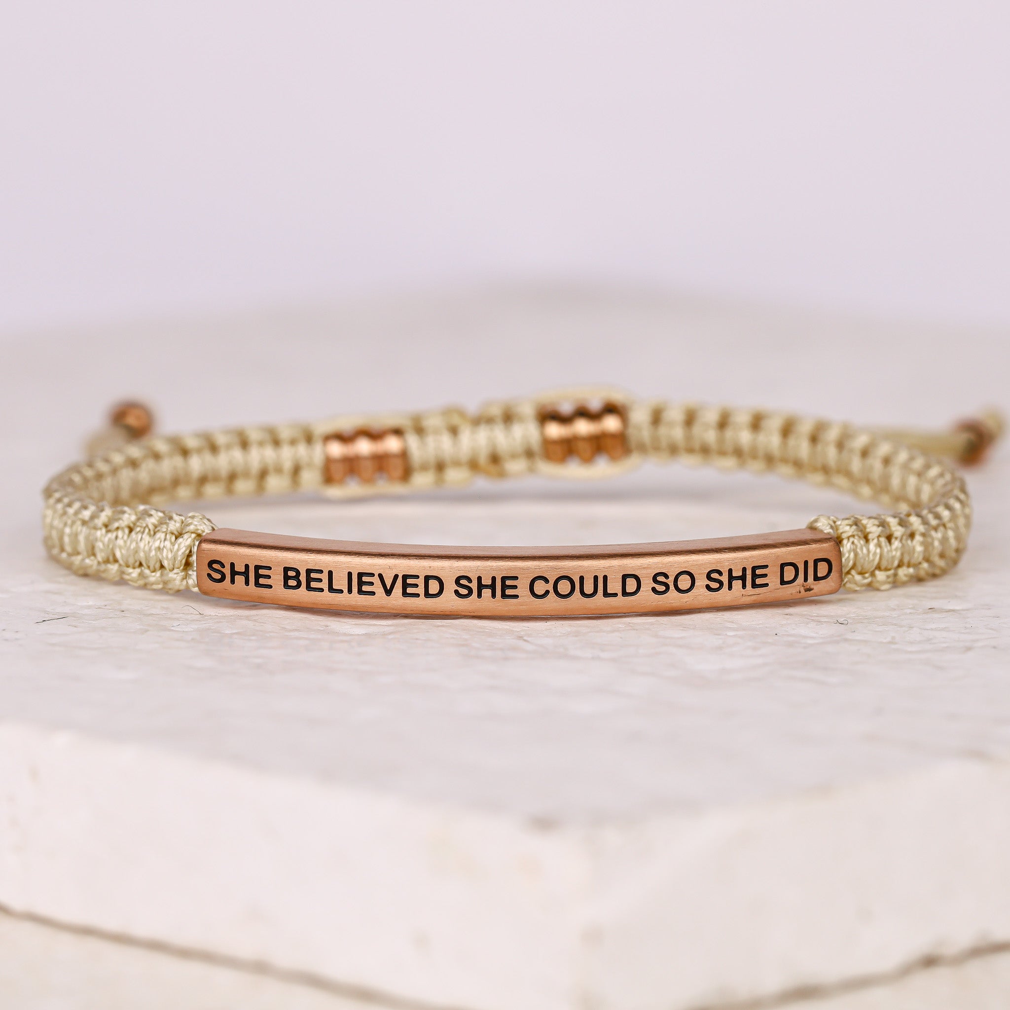 SHE BELIEVED SHE COULD SO SHE DID ROPE BRACELET - Inspiration Co.