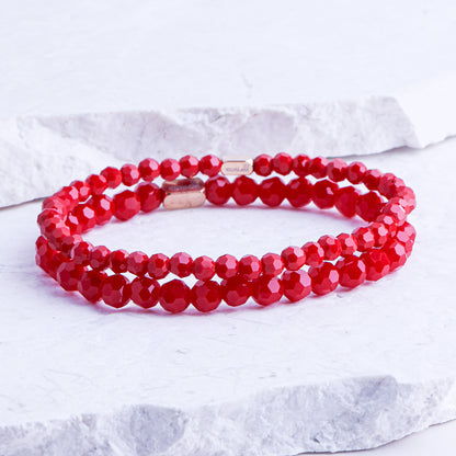 RED PORCELAIN CRYSTAL- ACCENT BRACELET