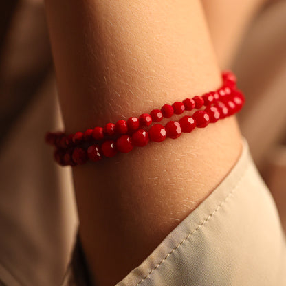 RED PORCELAIN CRYSTAL- ACCENT BRACELET