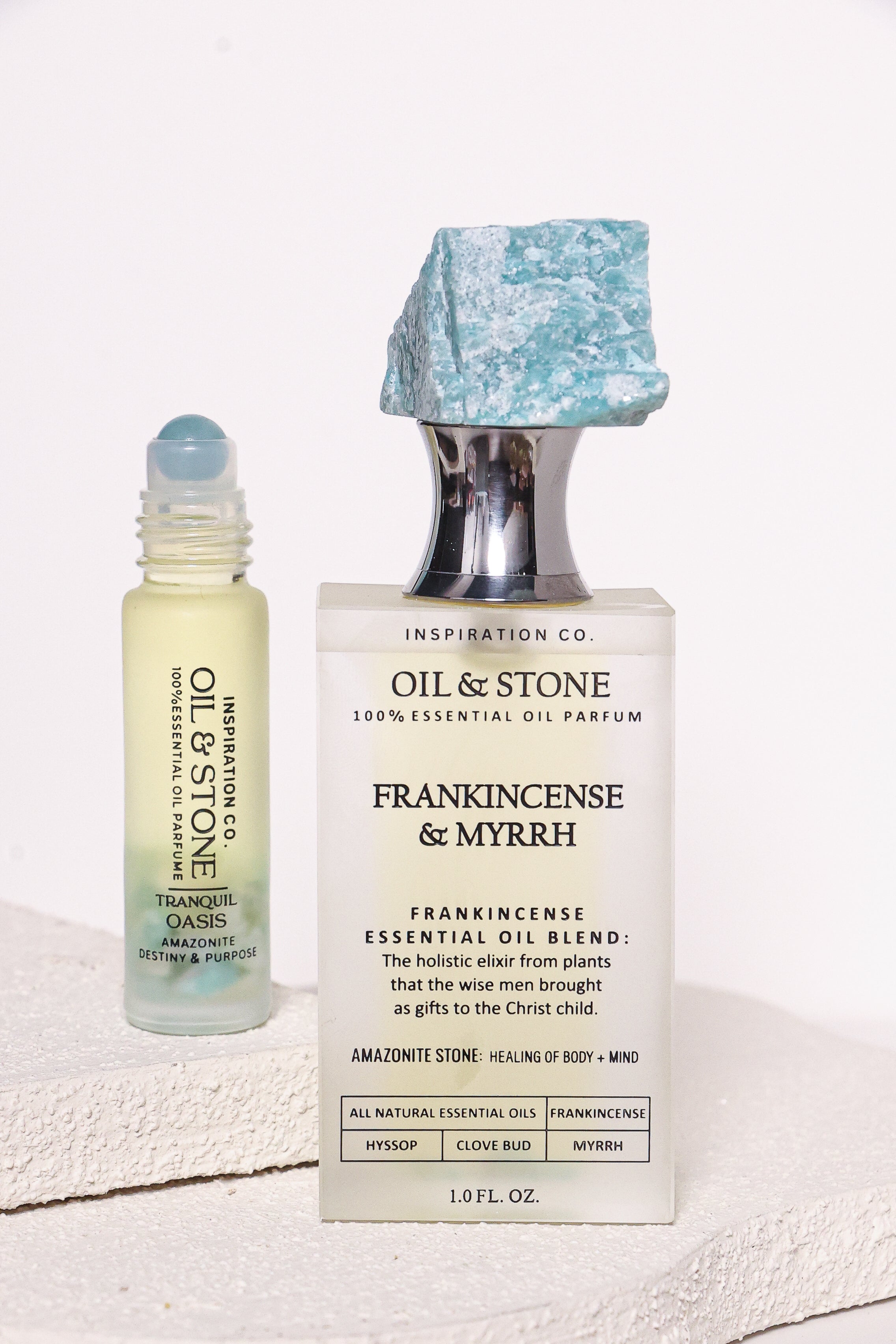 FRANKINCENSE &amp; MYRRH / TRANQUIL OASIS - AMAZONITE PREMIUM OIL PERFUME
