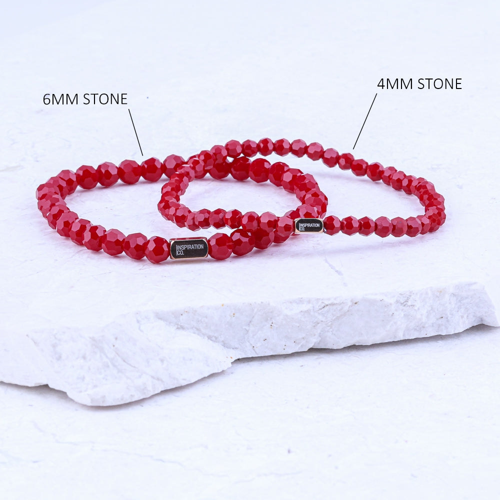 RED PORCELAIN CRYSTAL- ACCENT BRACELET