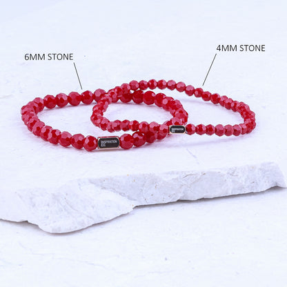 RED PORCELAIN CRYSTAL- ACCENT BRACELET