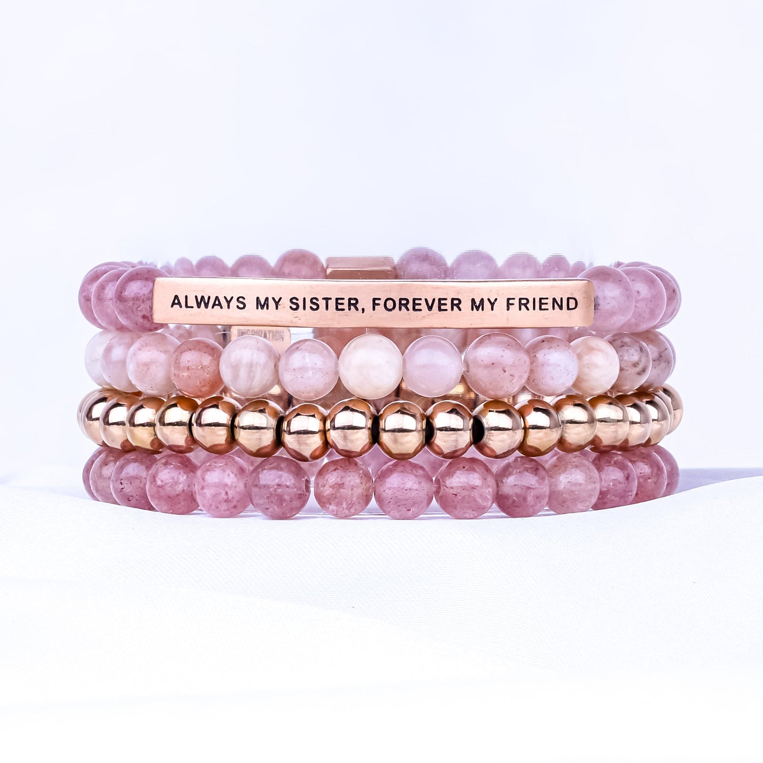 ALWAYS MY SISTER 4 BRACELET GIFT SET - PINK QUARTZ - Inspiration Co.