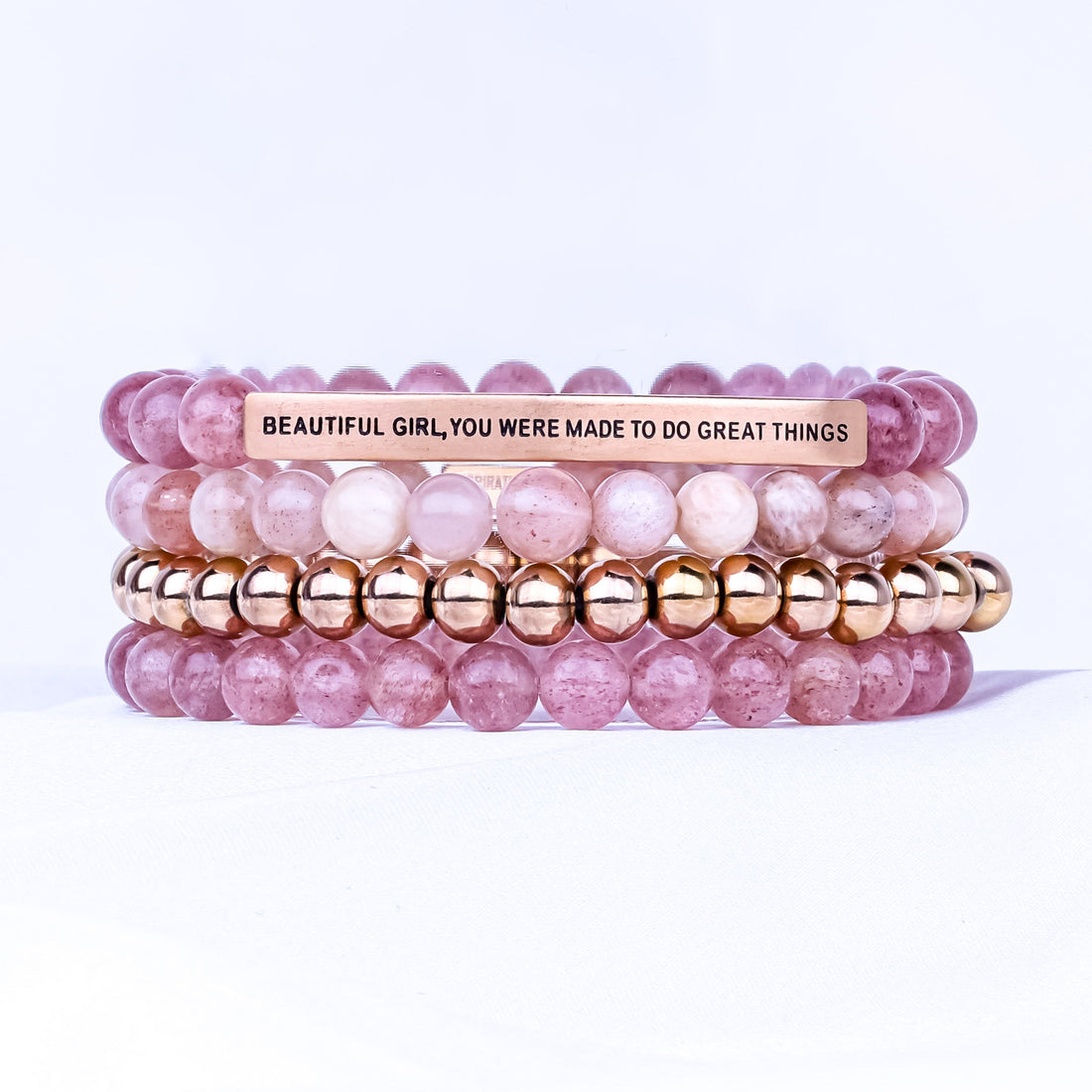 BEAUTIFUL GIRL 4 BRACELET GIFT SET - PINK QUARTZ - Inspiration Co.