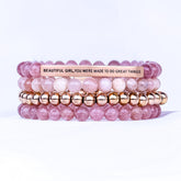 BEAUTIFUL GIRL 4 BRACELET GIFT SET - PINK QUARTZ - Inspiration Co.
