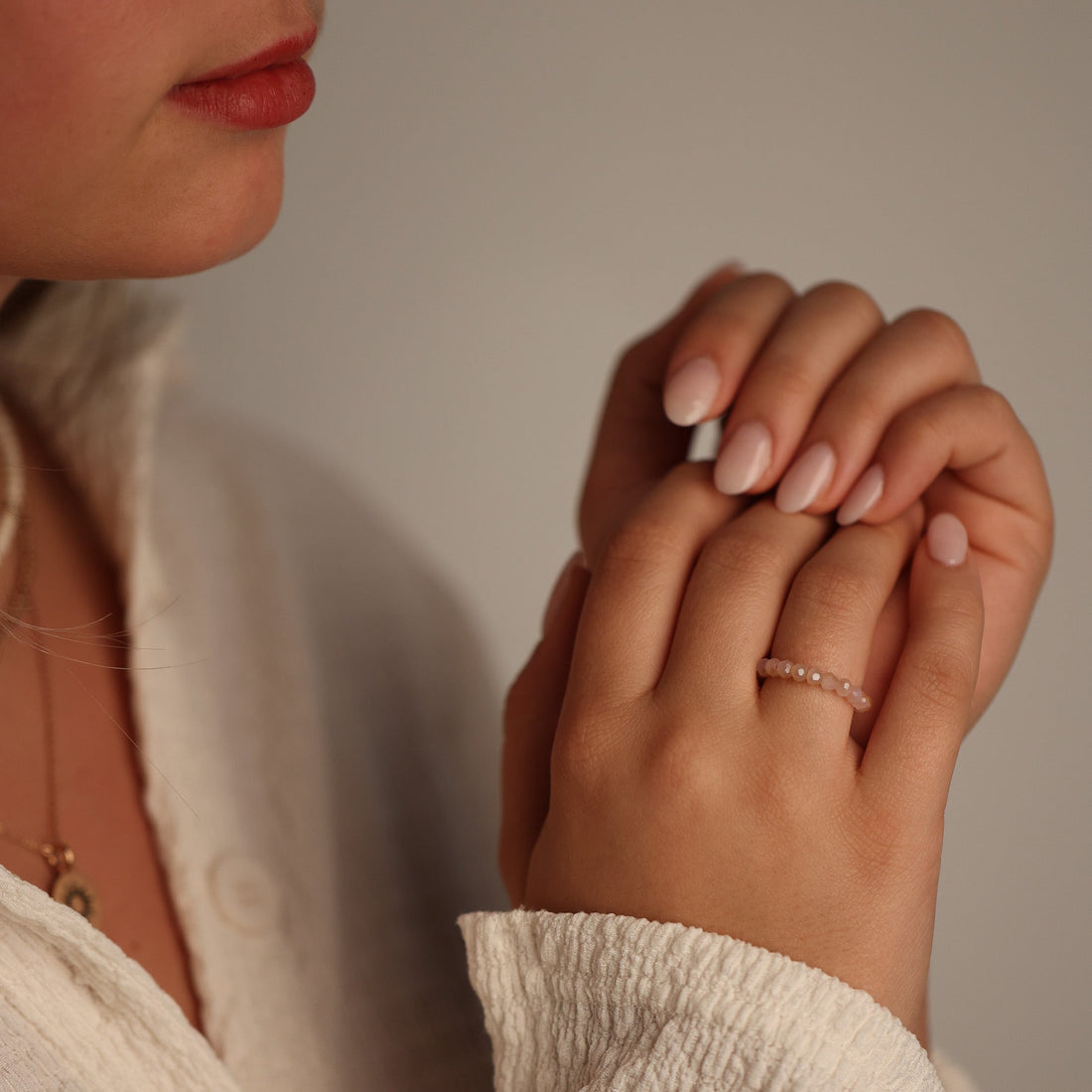 EARTHSTONE STRETCH RING - PINK JADE CRYSTAL - Inspiration Co.