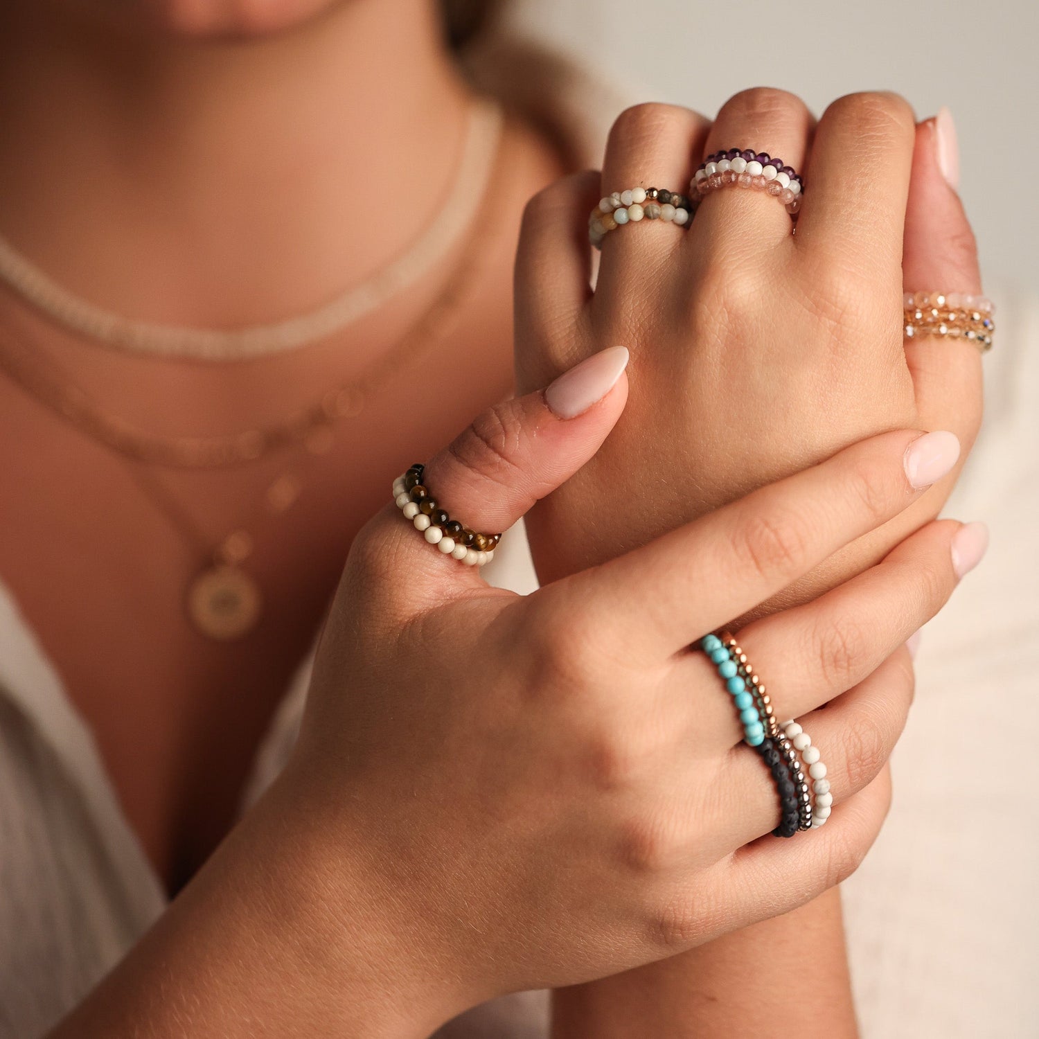 EARTHSTONE STRETCH RING - ROSE GOLD - Inspiration Co.
