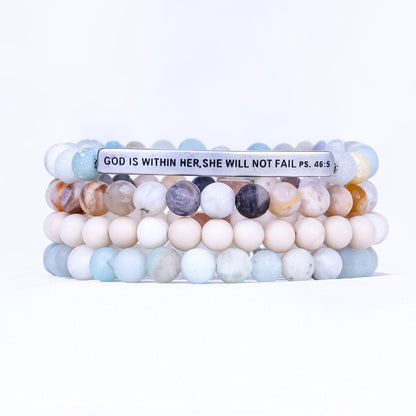 GOD IS WITHIN HER 4 BRACELET GIFT SET - AMAZONITE - Inspiration Co.