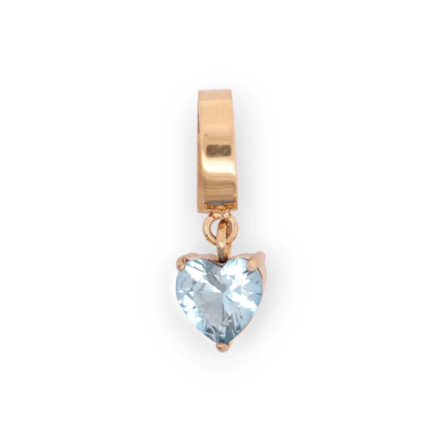 HEART BIRTHSTONE CHARM - AQUAMARINE (MARCH)