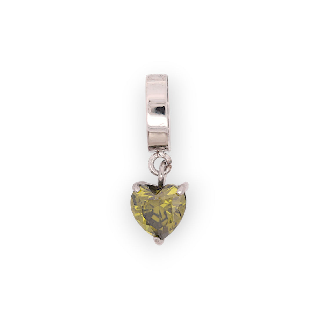 HEART BIRTHSTONE CHARM - PERIDOT (AUG)