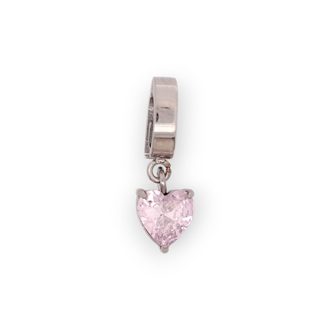 HEART BIRTHSTONE CHARM - PINK QUARTZ (OCT)