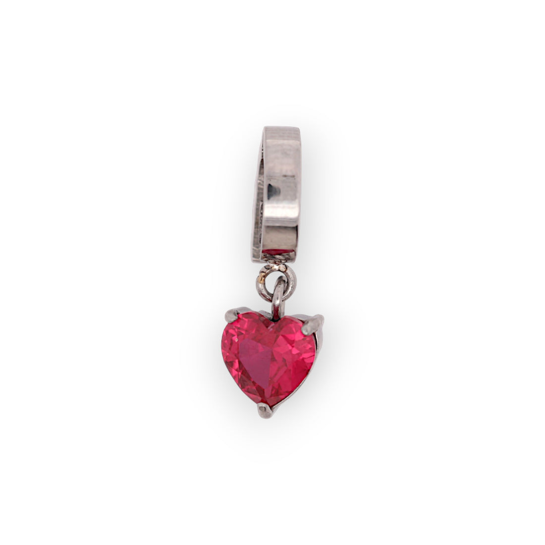 HEART BIRTHSTONE CHARM - RUBY (JULY)