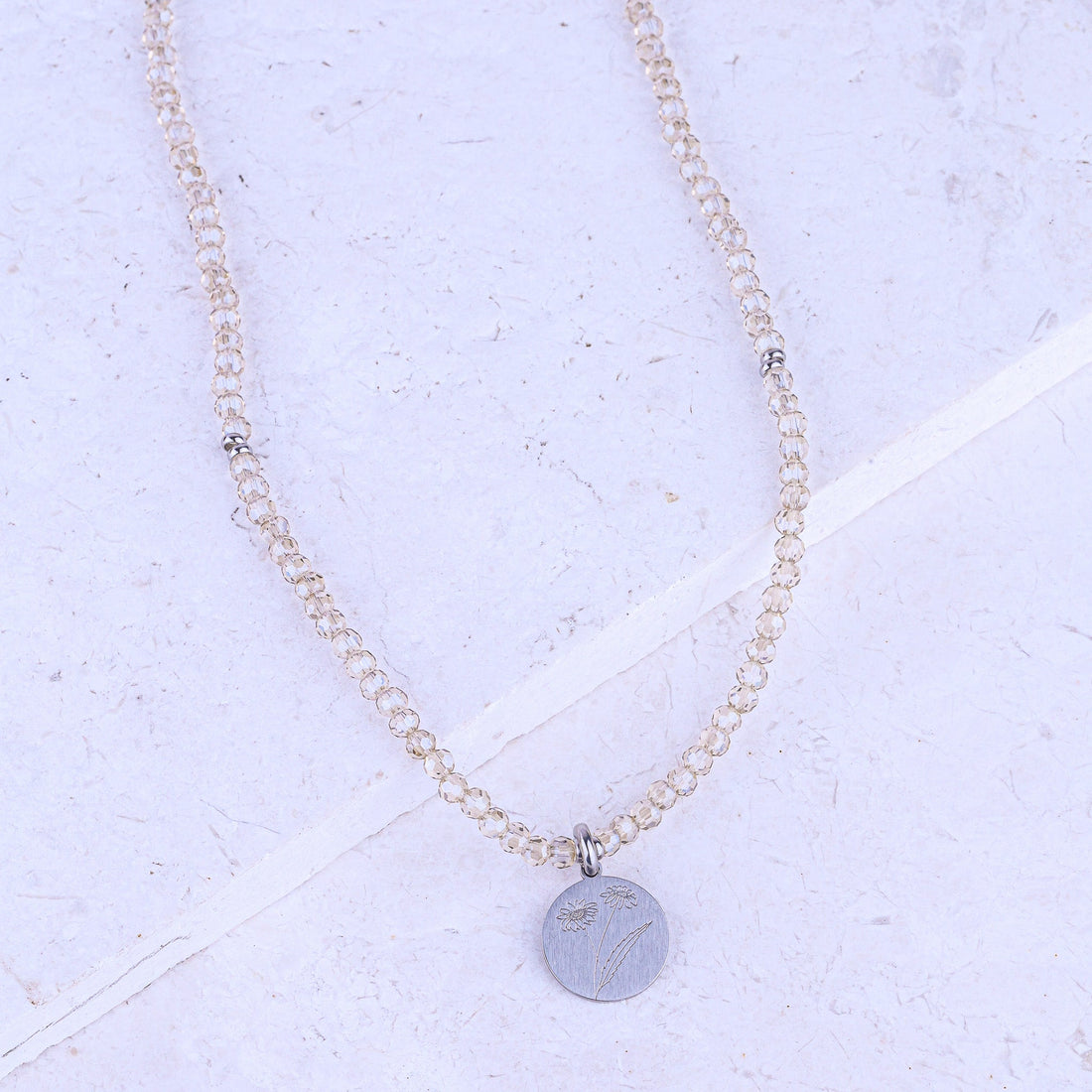 MICRO GEMSTONE NECKLACE - CHAMPAGNE CRYSTAL - Inspiration Co.