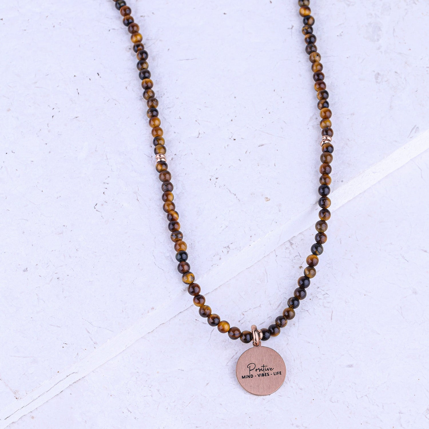 MICRO GEMSTONE NECKLACE - TIGER EYE - Inspiration Co.