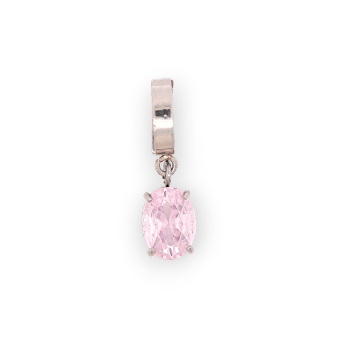 OVAL BIRTHSTONE CHARM - PINK QUARTZ (OCT)