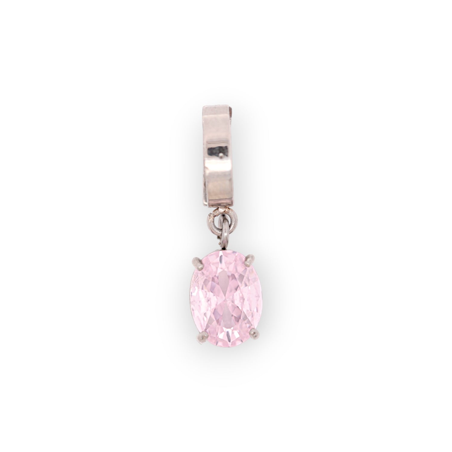 OVAL BIRTHSTONE CHARM - PINK QUARTZ (OCT)