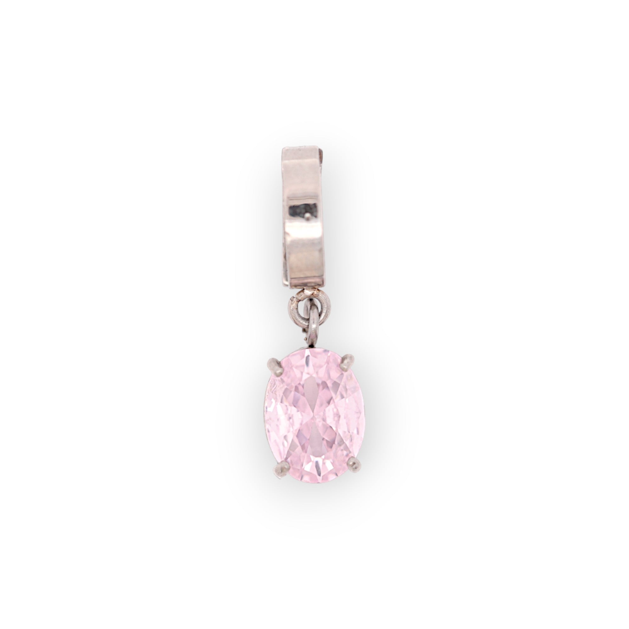 OVAL BIRTHSTONE CHARM - PINK QUARTZ (OCT)