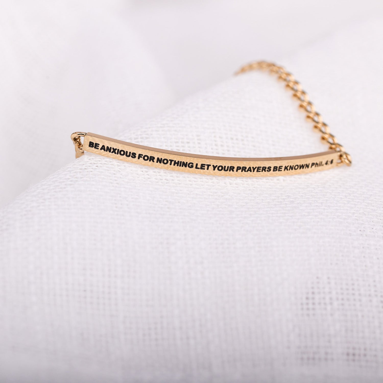 BE ANXIOUS FOR NOTHING LET YOUR PRAYERS BE KNOWN - DAINTY CHAIN BRACELET - Inspiration Co.