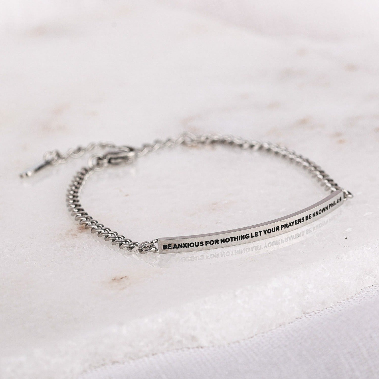 BE ANXIOUS FOR NOTHING LET YOUR PRAYERS BE KNOWN - DAINTY CHAIN BRACELET - Inspiration Co.