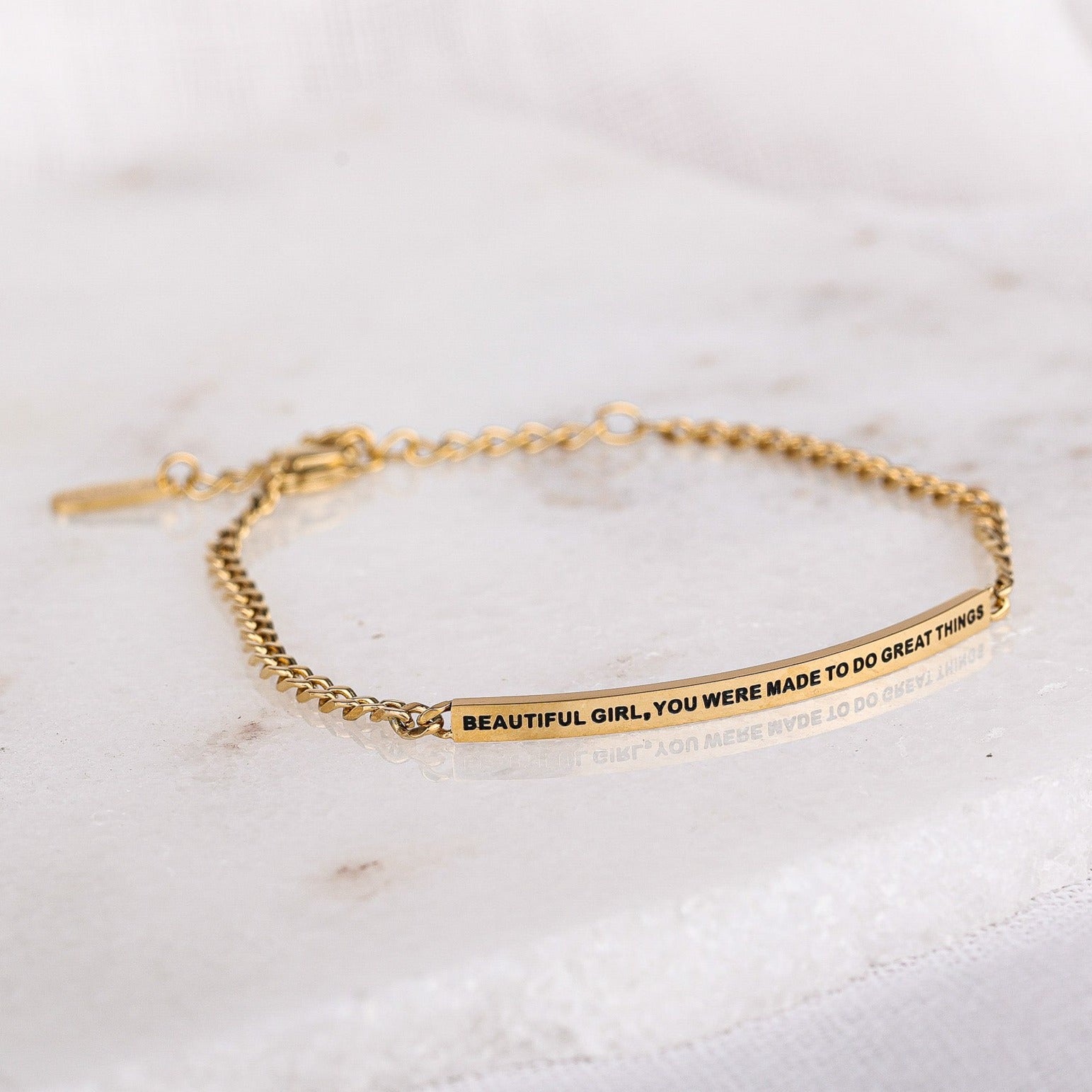 BEAUTIFUL GIRL, YOU WERE MADE TO DO GREAT THINGS- DAINTY CHAIN BRACELET - Inspiration Co.