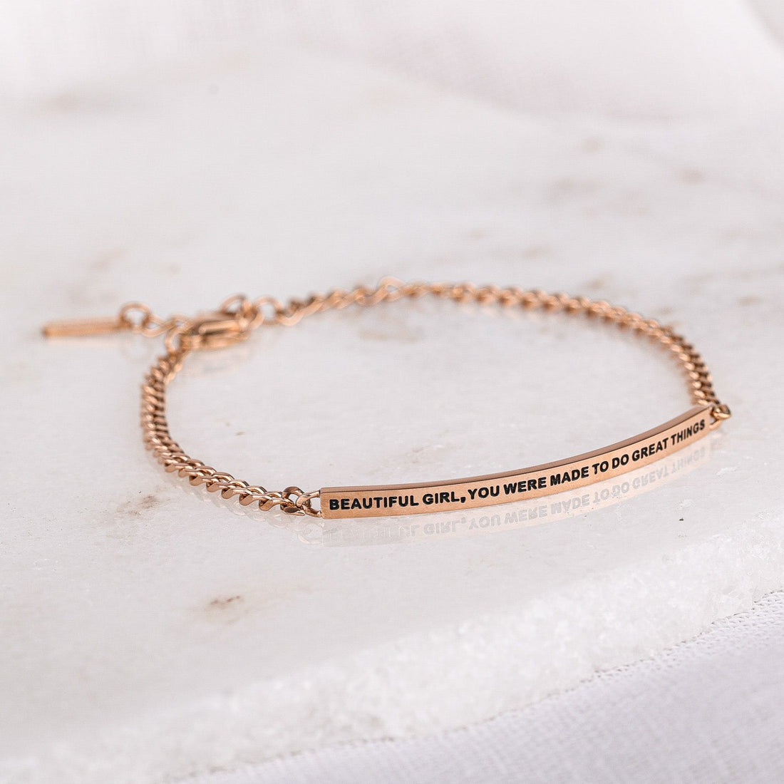 BEAUTIFUL GIRL, YOU WERE MADE TO DO GREAT THINGS- DAINTY CHAIN BRACELET - Inspiration Co.