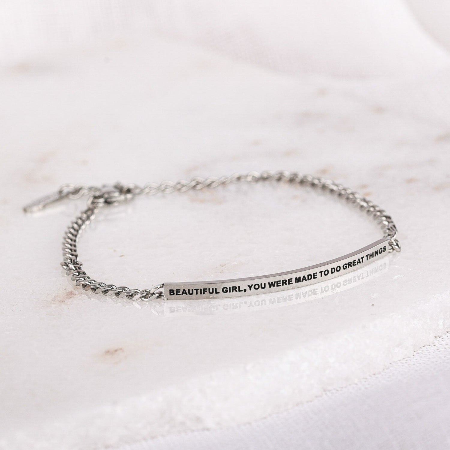 BEAUTIFUL GIRL, YOU WERE MADE TO DO GREAT THINGS- DAINTY CHAIN BRACELET - Inspiration Co.