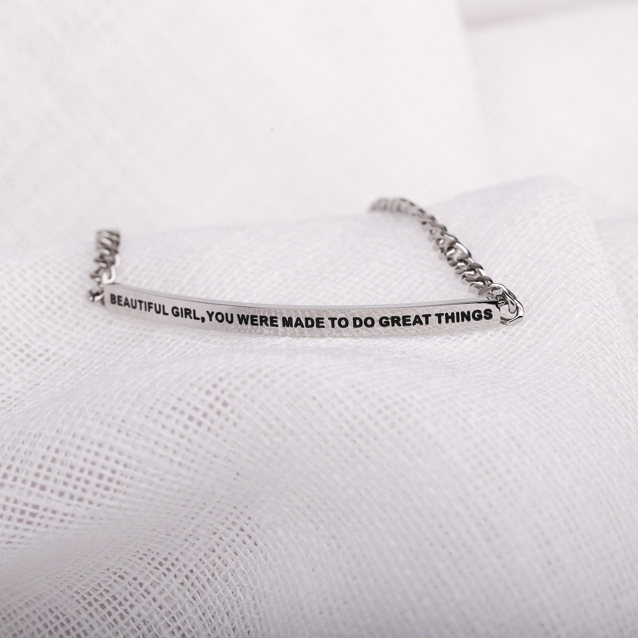 BEAUTIFUL GIRL, YOU WERE MADE TO DO GREAT THINGS- DAINTY CHAIN BRACELET - Inspiration Co.