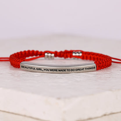 BEAUTIFUL GIRL, YOU WERE MADE TO DO GREAT THINGS ROPE BRACELET - Inspiration Co.