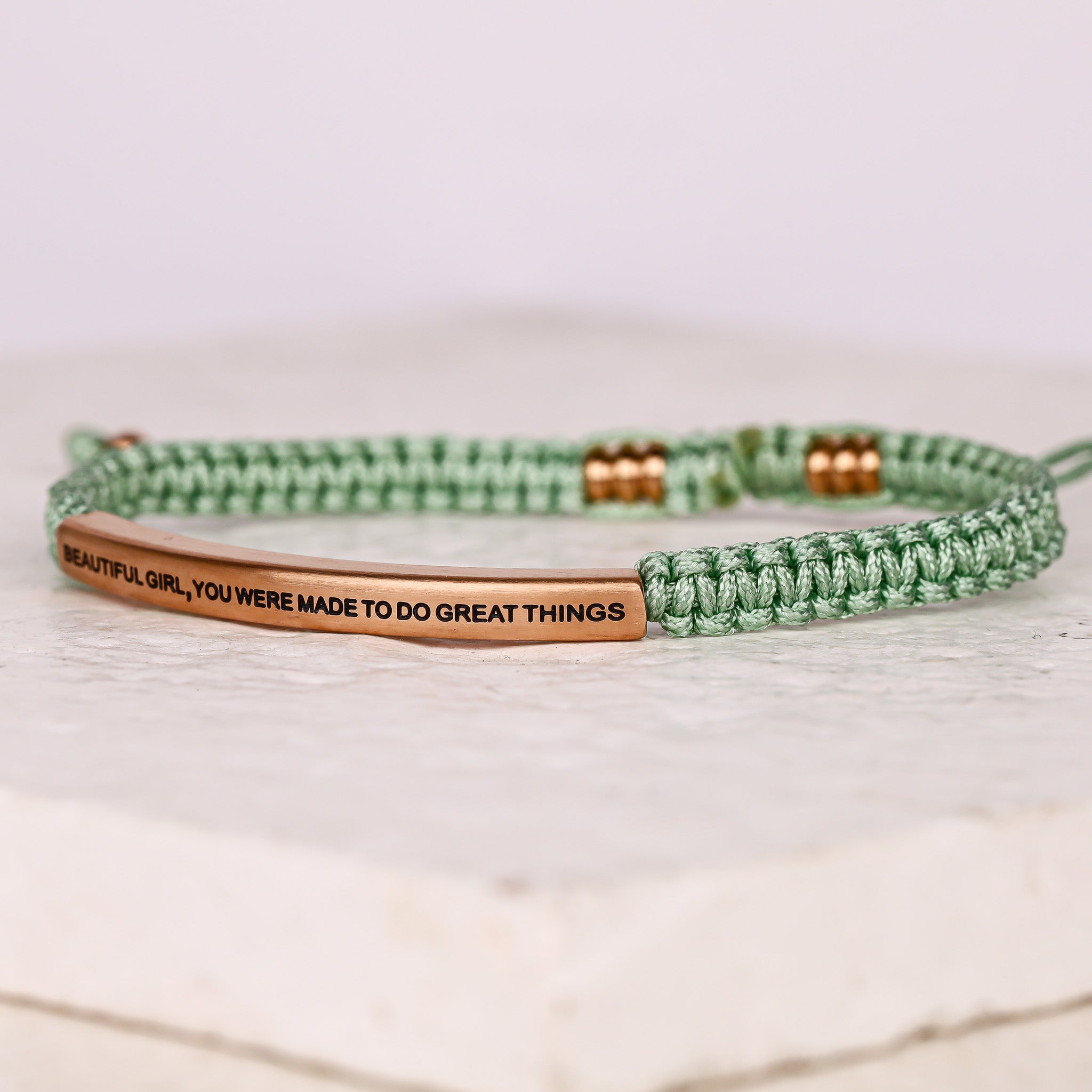 BEAUTIFUL GIRL, YOU WERE MADE TO DO GREAT THINGS ROPE BRACELET - Inspiration Co.