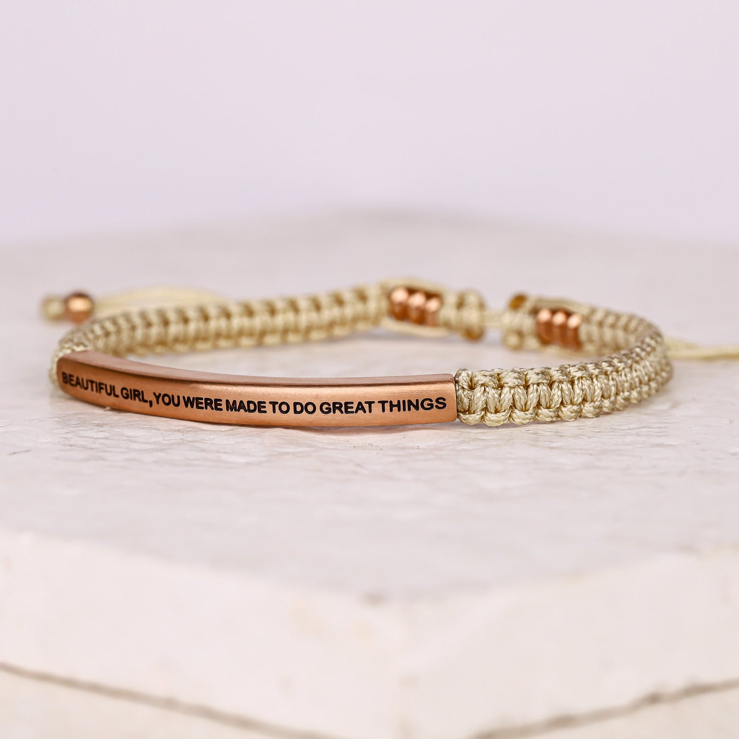 BEAUTIFUL GIRL, YOU WERE MADE TO DO GREAT THINGS ROPE BRACELET - Inspiration Co.