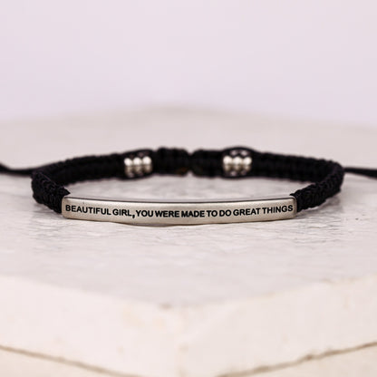 BEAUTIFUL GIRL, YOU WERE MADE TO DO GREAT THINGS ROPE BRACELET - Inspiration Co.