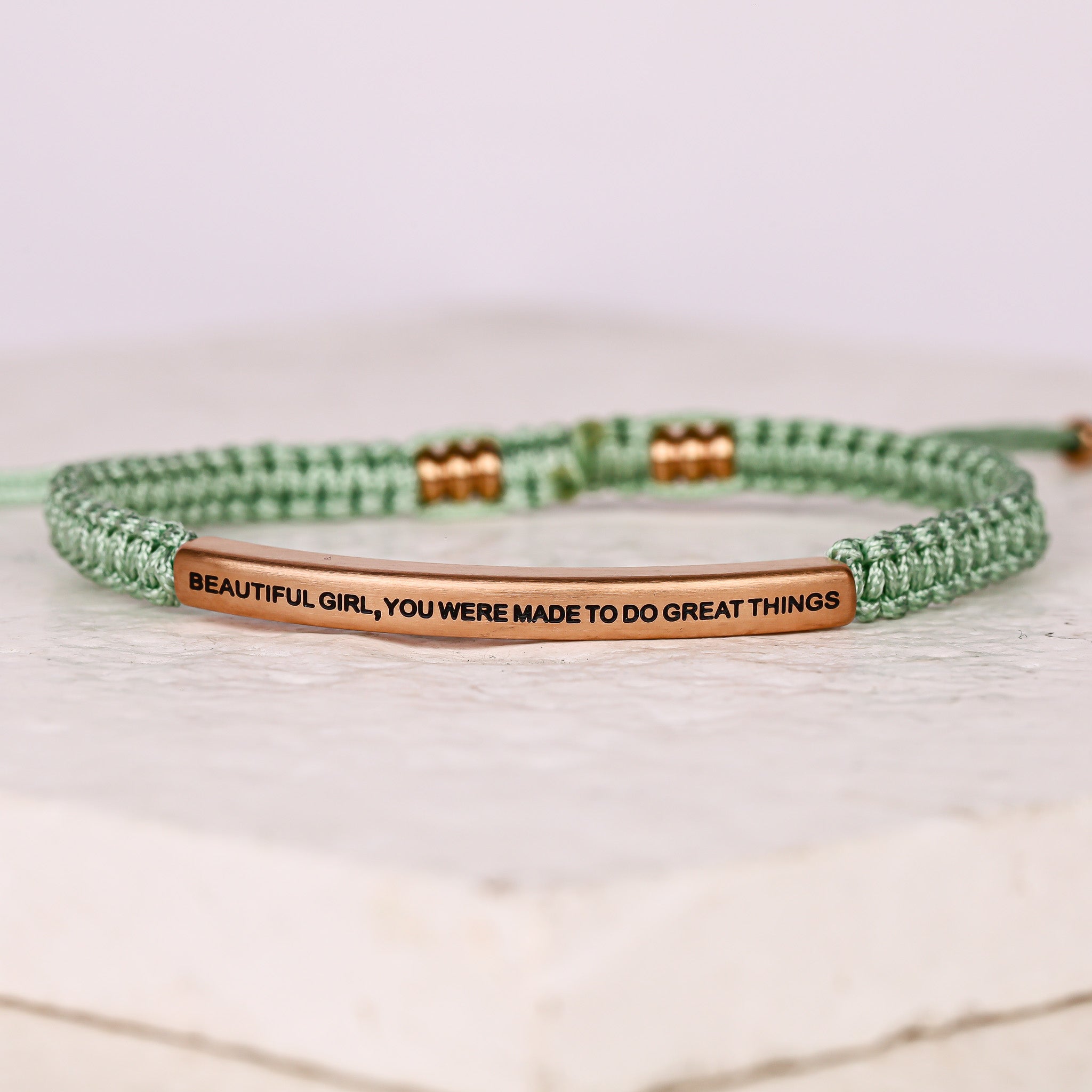 BEAUTIFUL GIRL, YOU WERE MADE TO DO GREAT THINGS ROPE BRACELET - Inspiration Co.