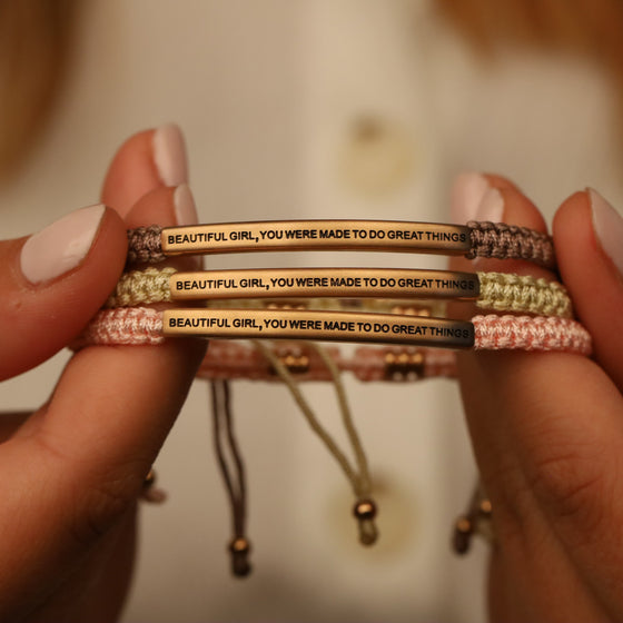 BEAUTIFUL GIRL, YOU WERE MADE TO DO GREAT THINGS ROPE BRACELET - Inspiration Co.