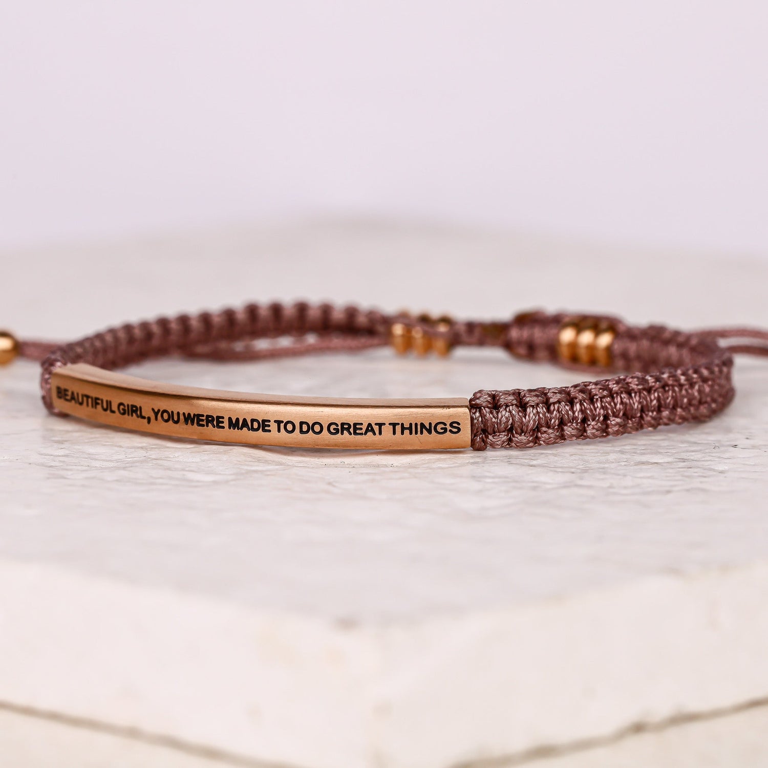 BEAUTIFUL GIRL, YOU WERE MADE TO DO GREAT THINGS ROPE BRACELET - Inspiration Co.