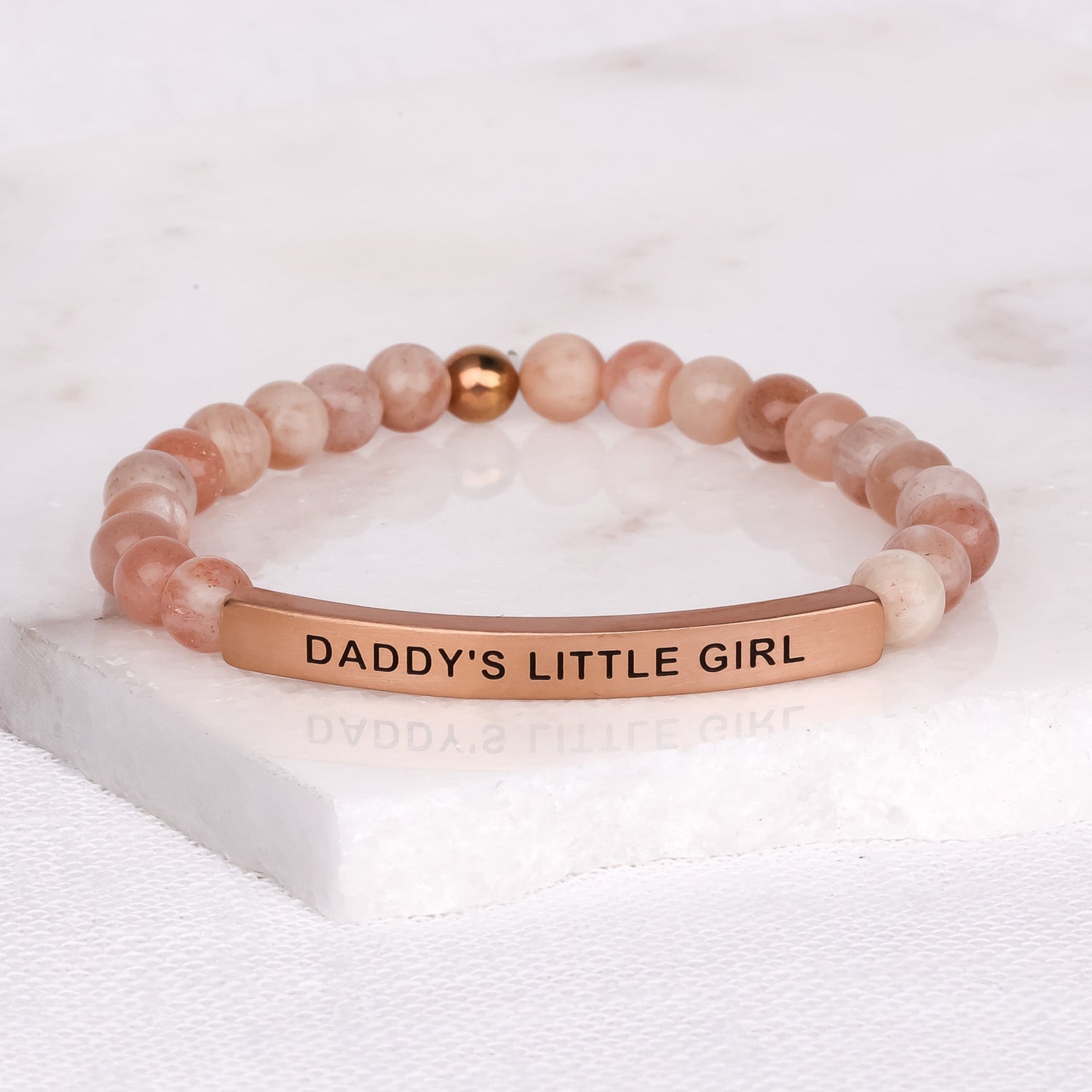 Inspire Me Bracelets - Daddy's Little Girl-Inspirational Bead Bracelet Sunstone / Medium (7.1in - 8in) Average Man Size