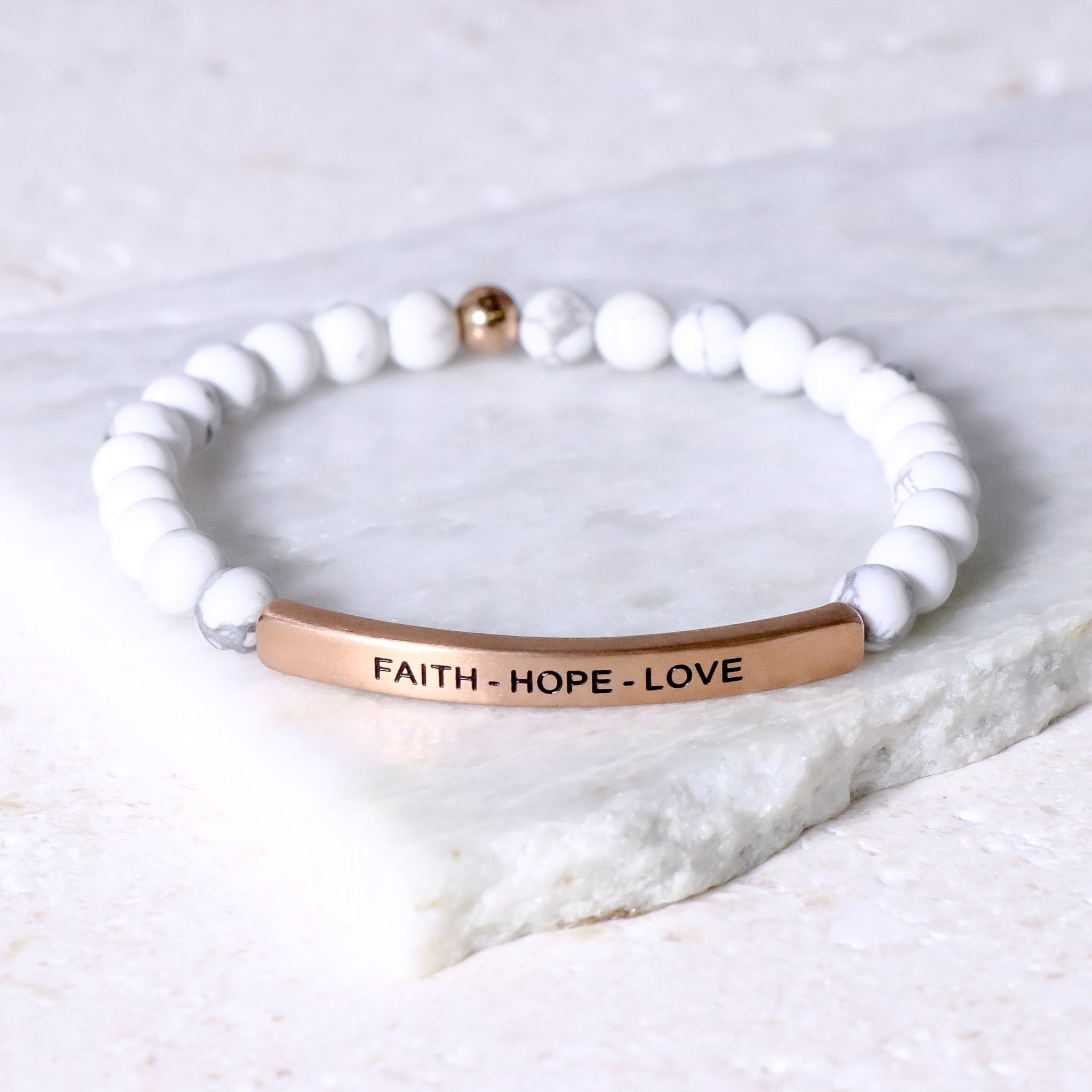 Stainless Steel Faith Hope Love Bracelet Gold Plated