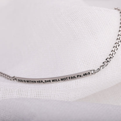 GOD IS WITHIN HER, SHE WILL NOT FAIL- DAINTY CHAIN BRACELET - Inspiration Co.