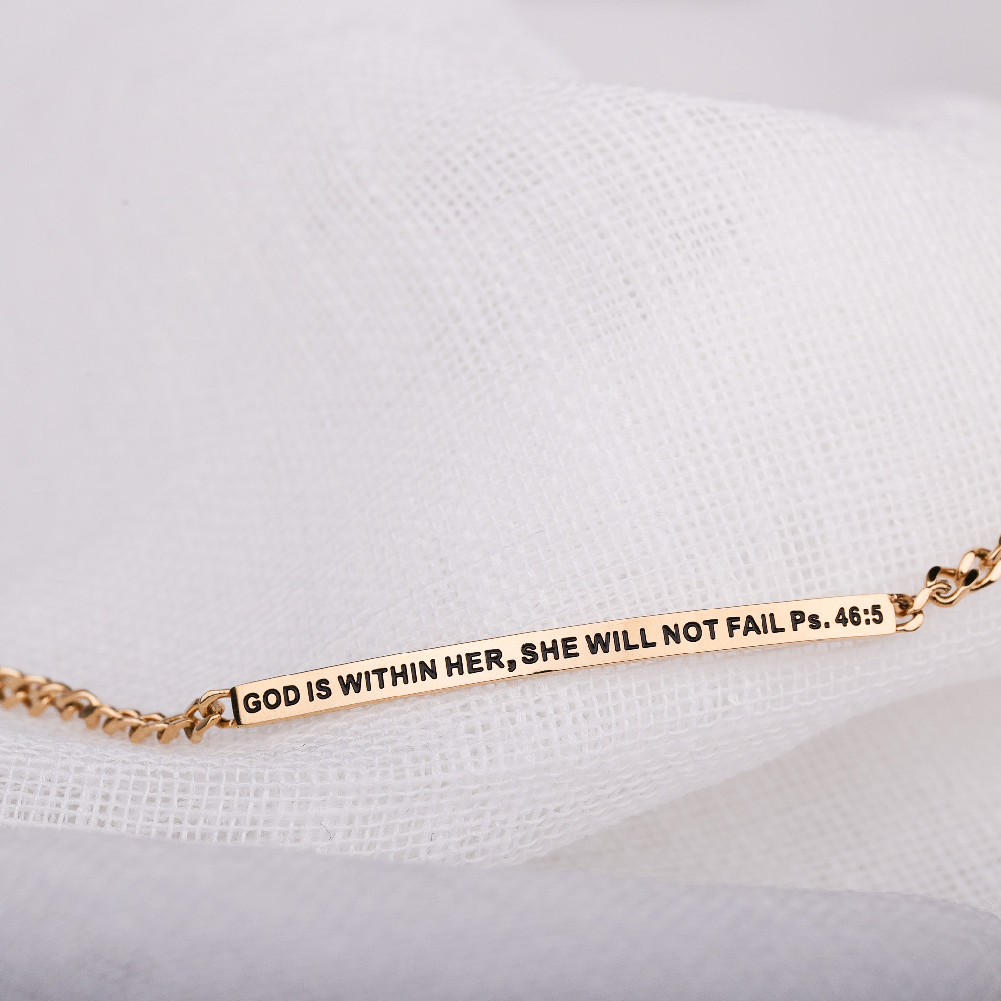 GOD IS WITHIN HER, SHE WILL NOT FAIL- DAINTY CHAIN BRACELET - Inspiration Co.