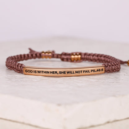 GOD IS WITHIN HER, SHE WILL NOT FAIL ROPE BRACELET - Inspiration Co.